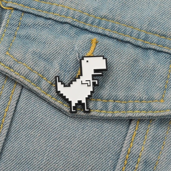 Pixel T-Rex Enamel Pin – Funny Geek Dinosaur Brooch - Picture 2 of 7